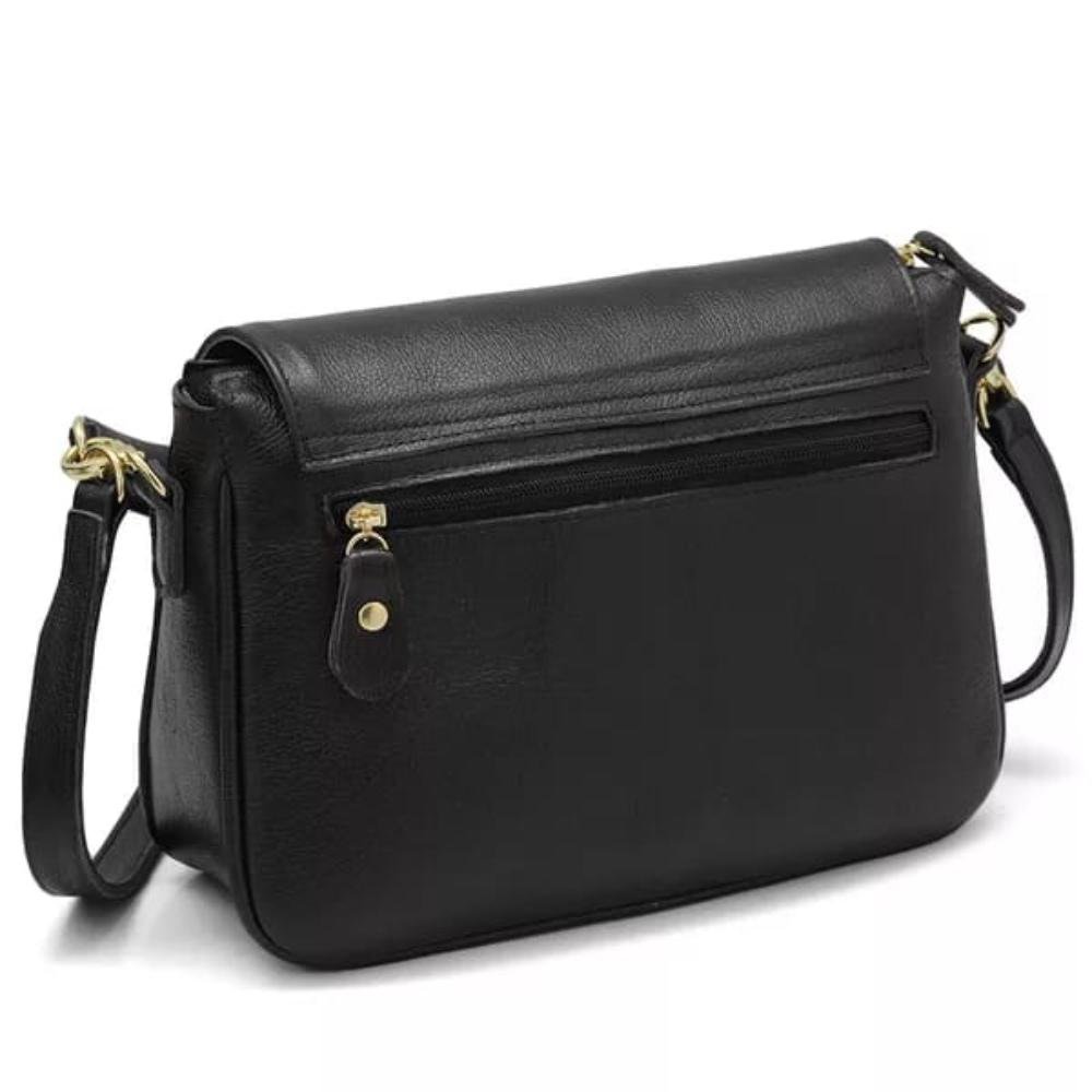 Bolsa Feminina Couro Compacta Alça Regulável Preto 3