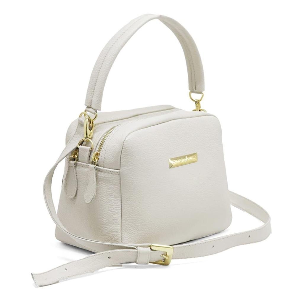 Bolsa Feminina Couro Floater 2 Repartições Alça Removível Off White 2