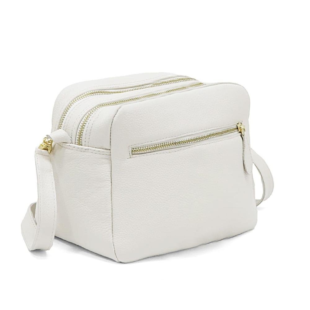 Bolsa Feminina Couro Floater 2 Repartições Alça Removível Off White 4