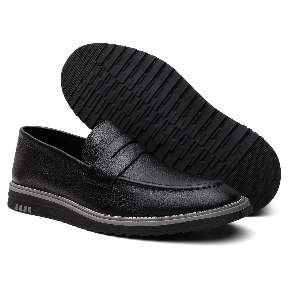 Mocassim Loafer Masculino Casual Couro Preto 2