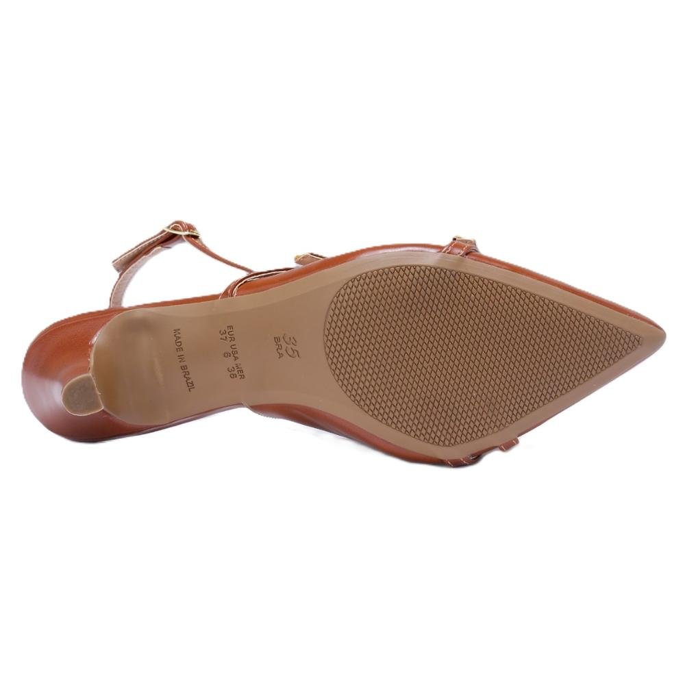 Scarpin Slingback Feminino Bico Salto Fino Marrom 6