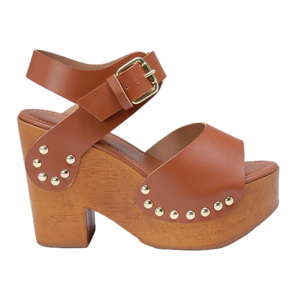 Sandália Plataforma Feminina Tratorada Studs