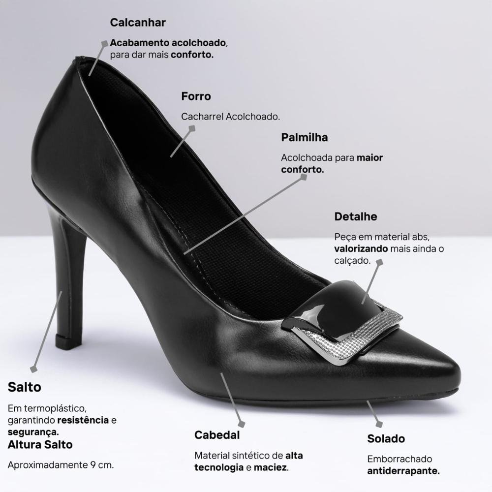 Scarpin Feminino Salto Bico Fino Clássico Preto 7