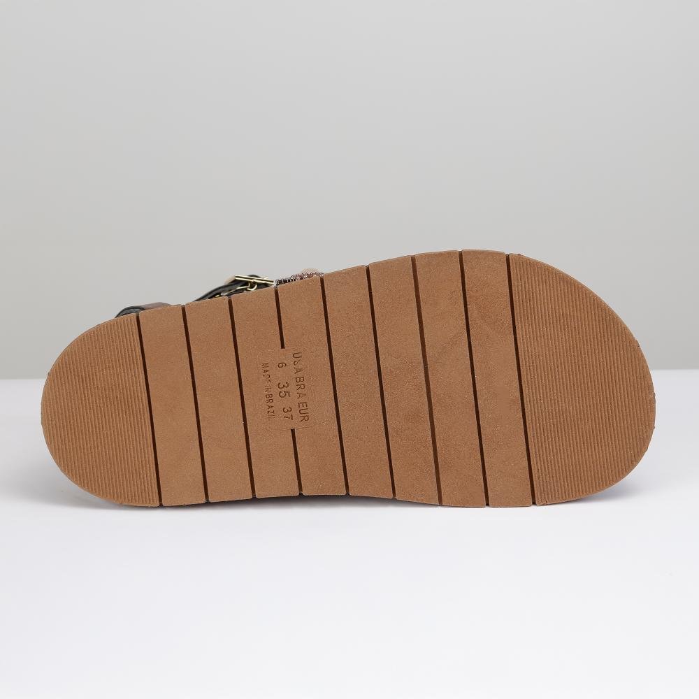 Sandália Flatform Pedraria Feminina Strass Marrom 5