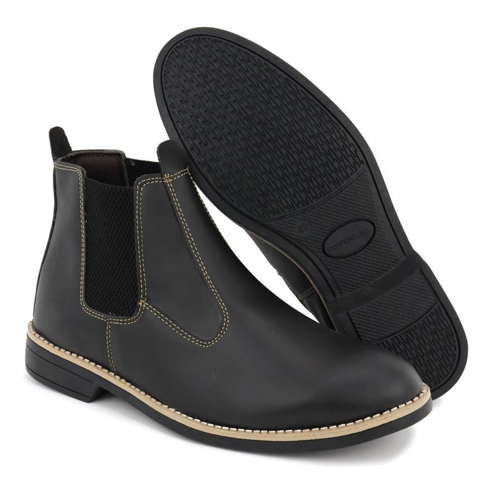 Bota Chelsea Masculina Confortável Preto 6