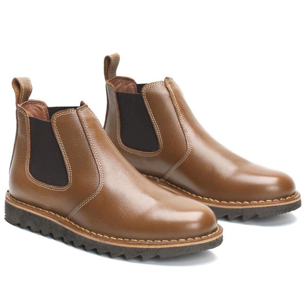 Bota Chelsea Masculina Couro Confortável Marrom 2