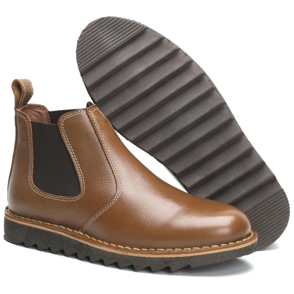 Bota Chelsea Masculina Couro Confortável Marrom 4