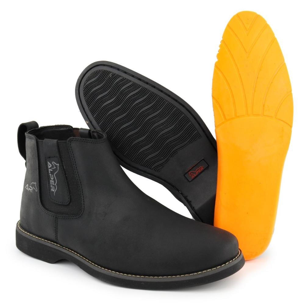 Bota Chelsea Masculina Solado em Borracha Confortável Preto 4