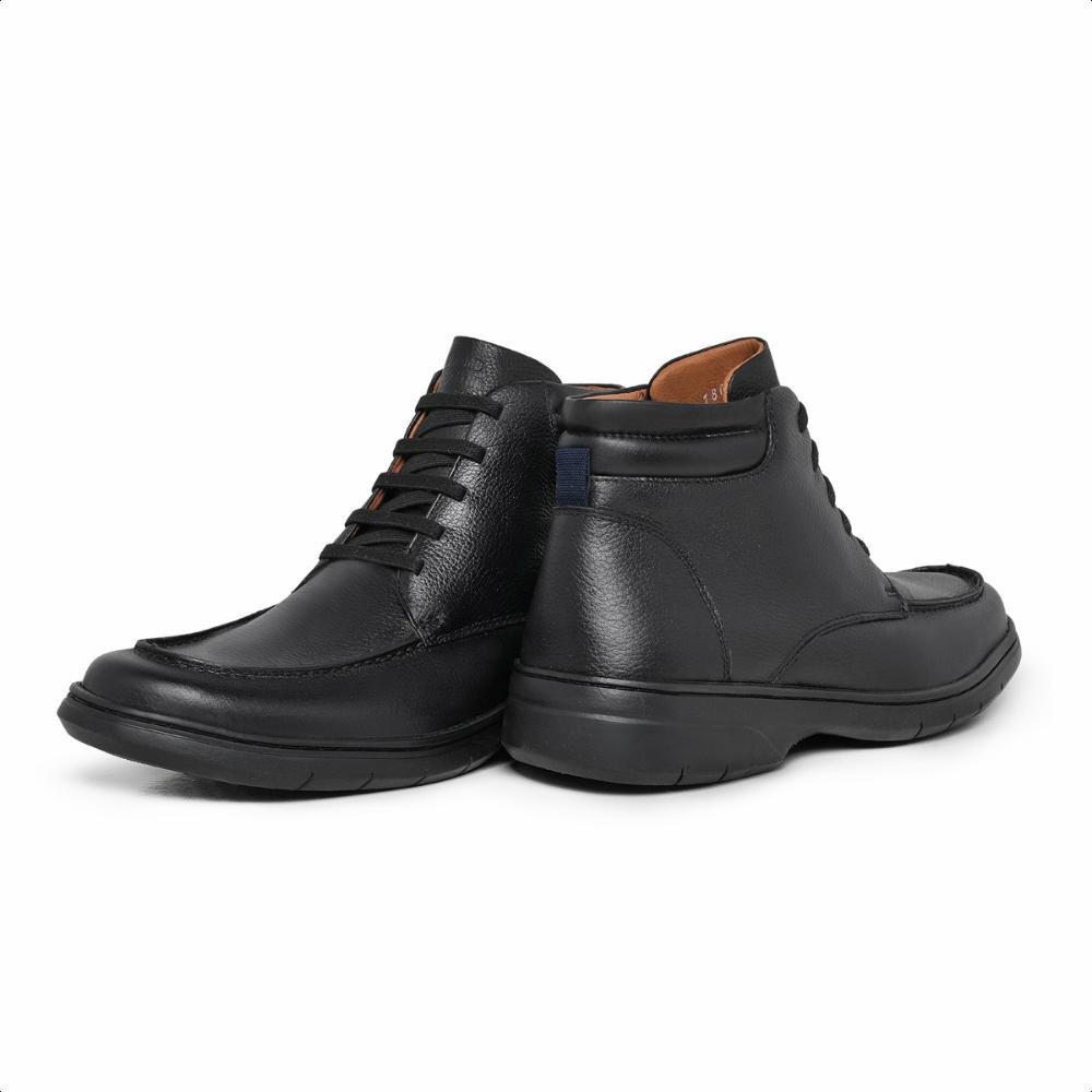 Bota Coturno Masculina Couro Confortável Preto 2