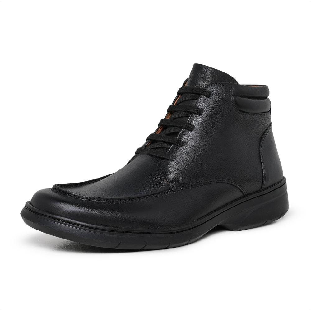 Bota Coturno Masculina Couro Confortável Preto 3