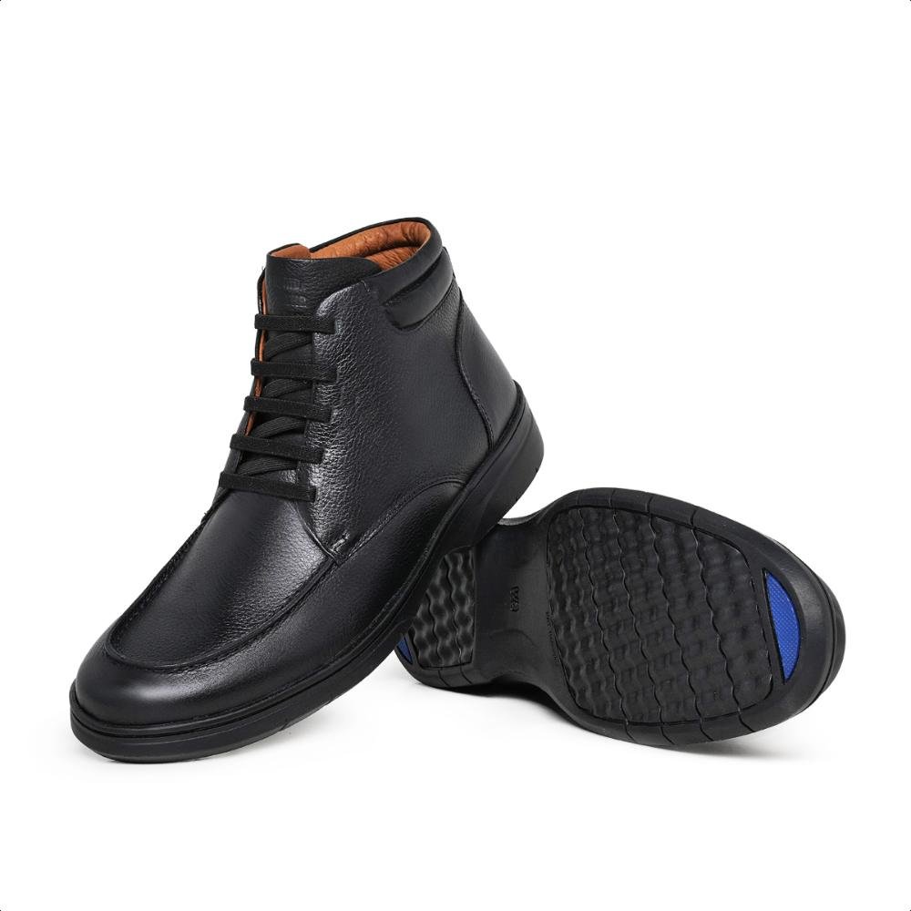 Bota Coturno Masculina Couro Confortável Preto 4