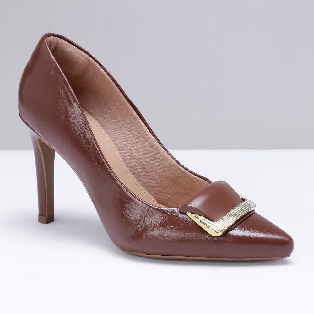 Sapato Feminino Scarpin Elegante Confortável Marrom 2