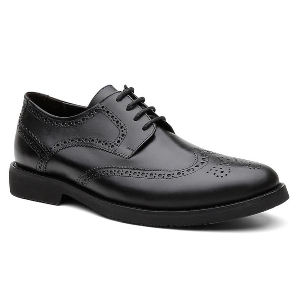 Sapato Masculino Derby Couro Brogue Solado Blaqueado Preto 2