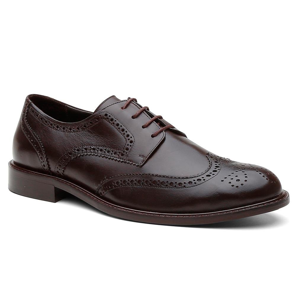Brogue Bélgica Couro Confortável Solado Blaqueado Marrom 2