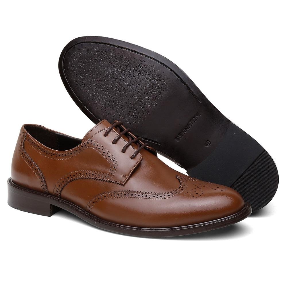 Brogue Social Masculino Couro Atacador Conforto Europa Marrom 2