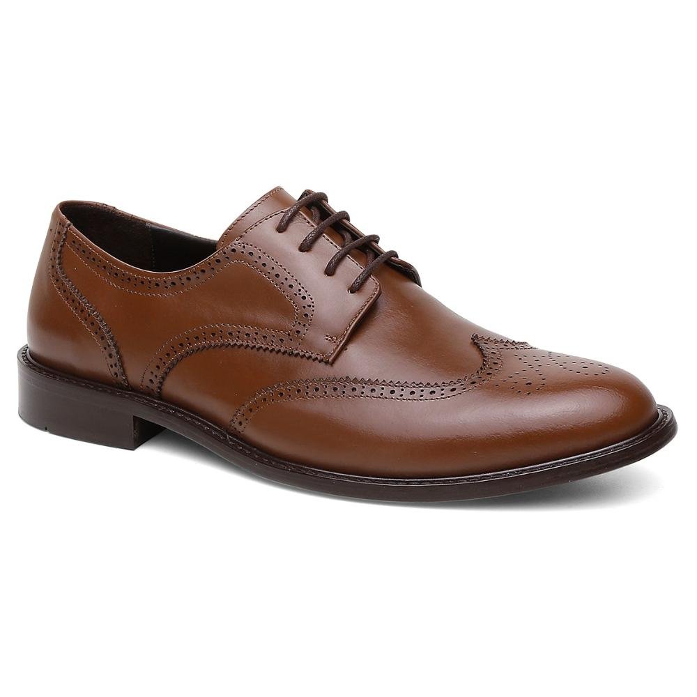 Brogue Social Masculino Couro Atacador Conforto Europa Marrom 3
