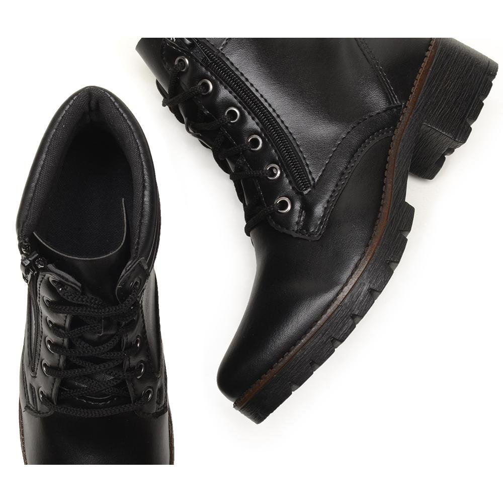 Bota Feminina Coturno BR2 Zíper Lateral Salto Baixo Preto 4