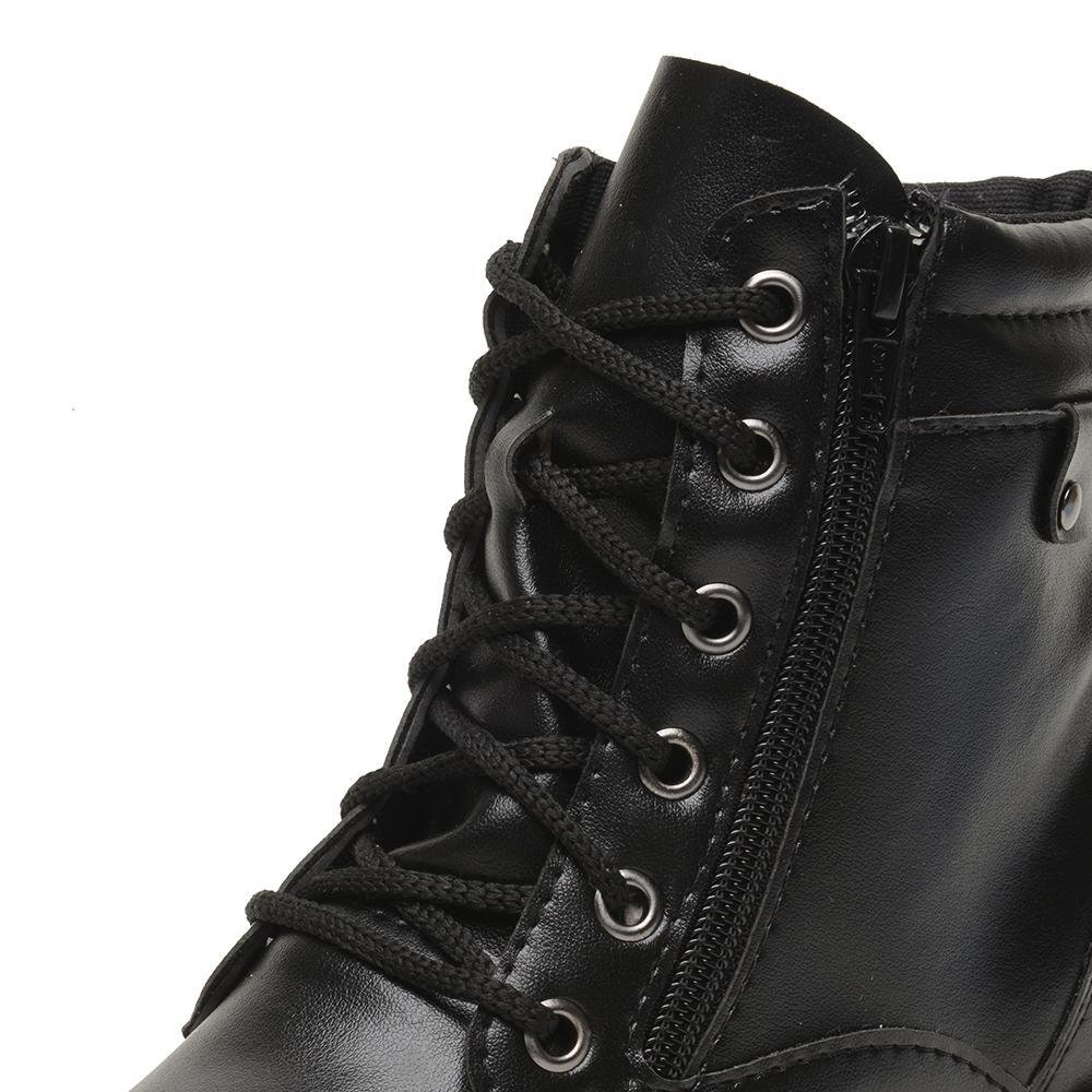 Bota Feminina Coturno BR2 Zíper Lateral Salto Baixo Preto 5