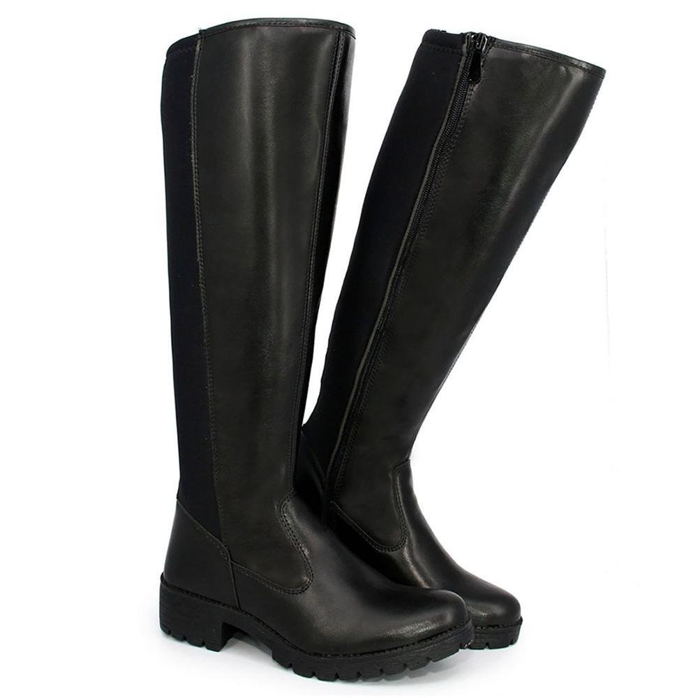 Bota Feminina Montaria Cano Alto Lady Salto Baixo Preto 2