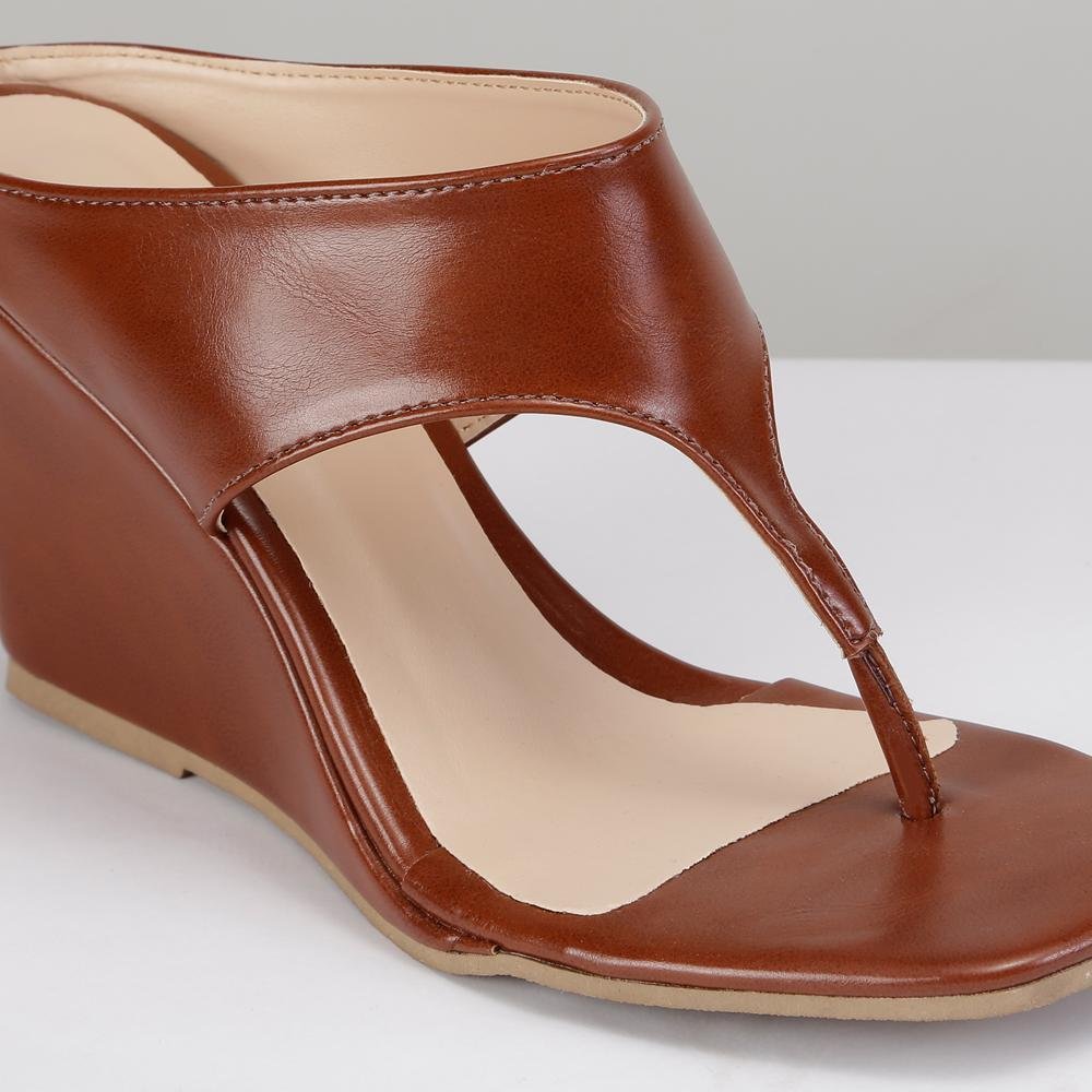 Sandália Feminina Anabela Minimal Square Bico Quadrado Marrom 4