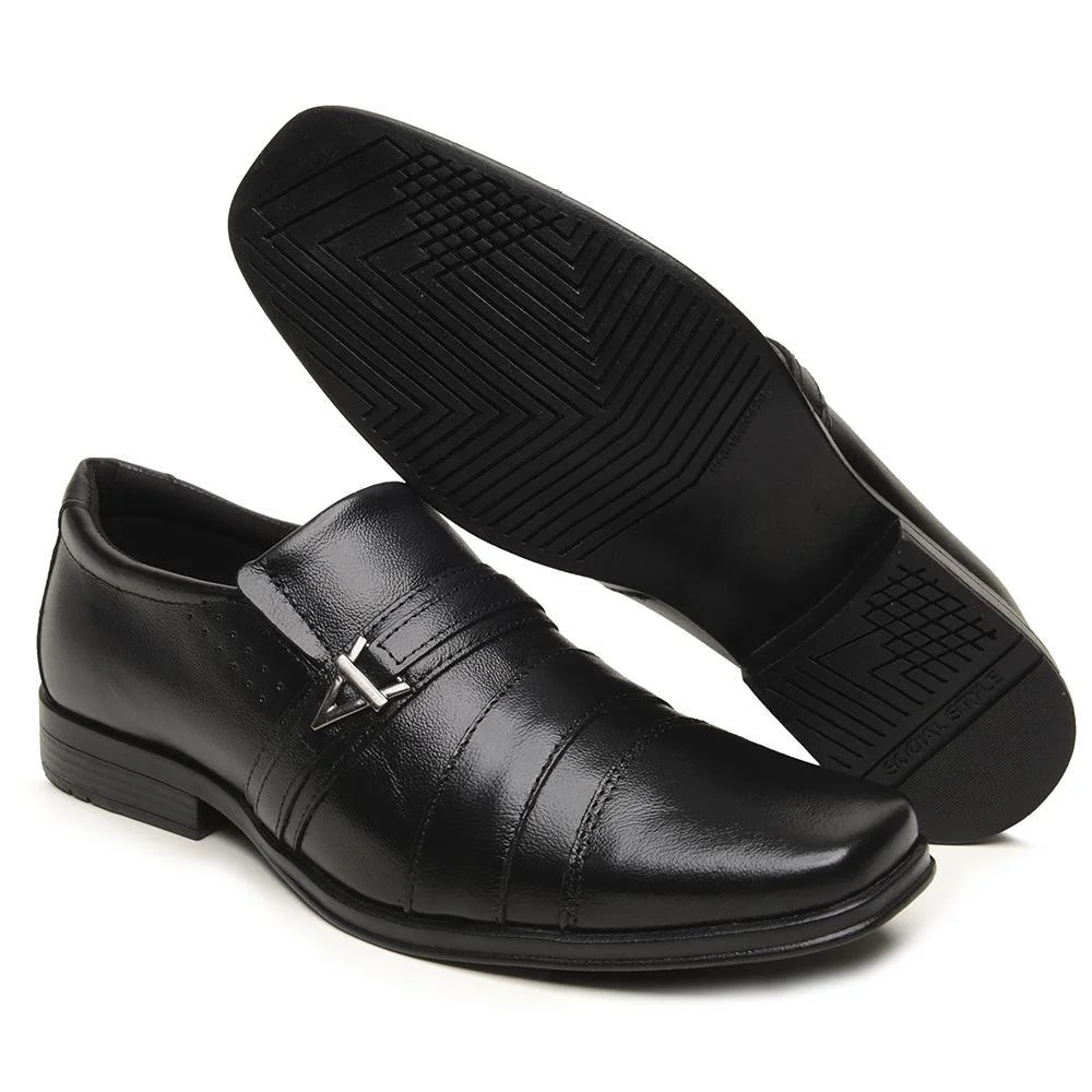 Sapato Social Masculino Sport Fino Bico Quadrado Preto 5