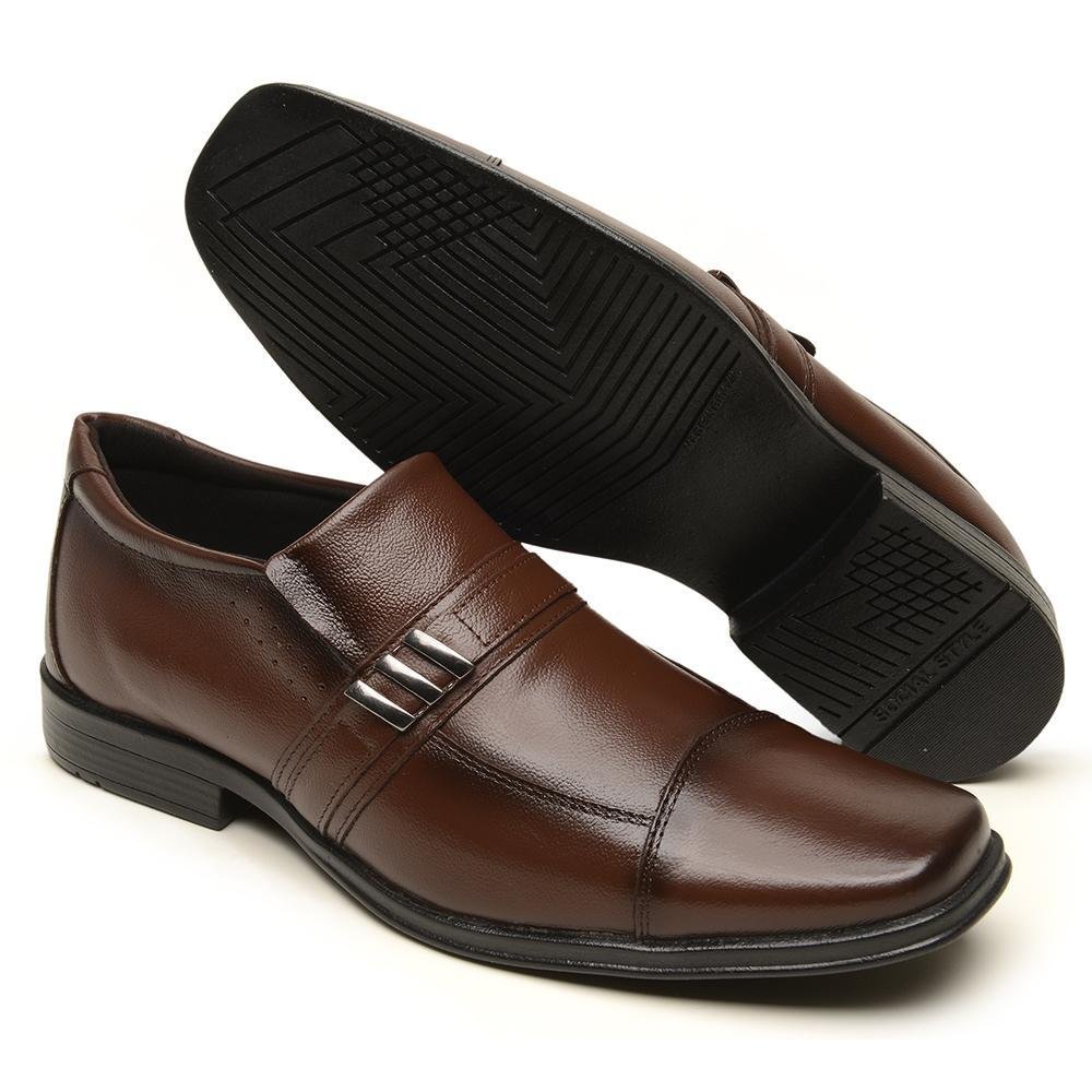 Sapato Social Masculino Sport Fino Calce Fácil Marrom Escuro 5