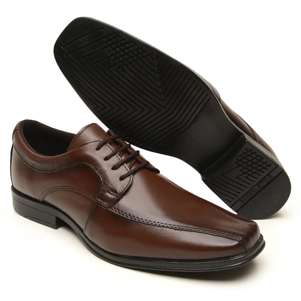 Sapato Social Masculino Sport Fino Couro Marrom Escuro 4