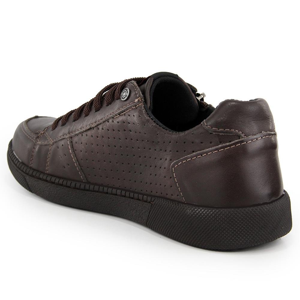 Sapatênis Masculino Couro Zíper Lateral Café 3