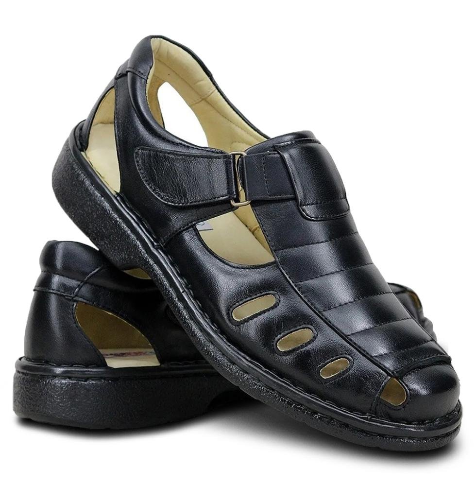 Sandália Couro Masculina Conforto