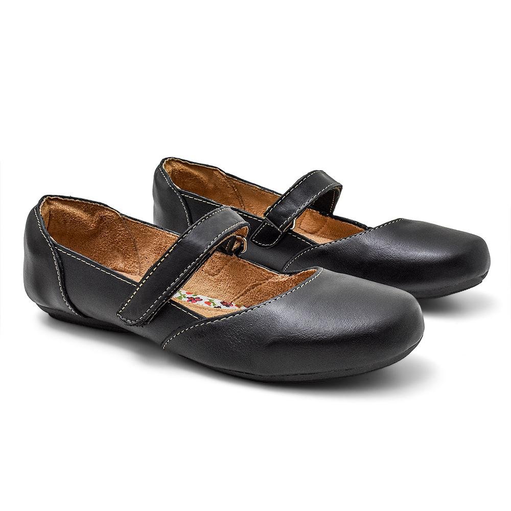 Sapatilha Casual Feminina Couro Leve Preto 2