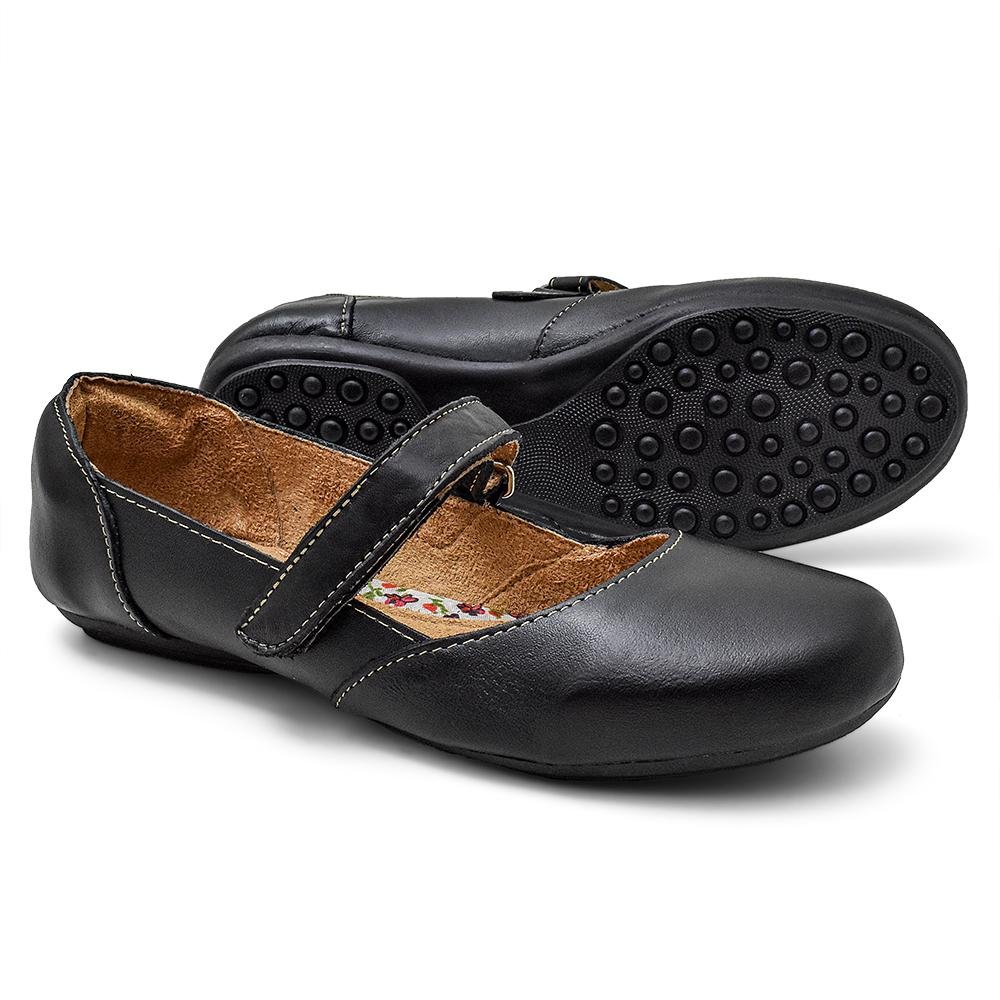 Sapatilha Casual Feminina Couro Leve Preto 3