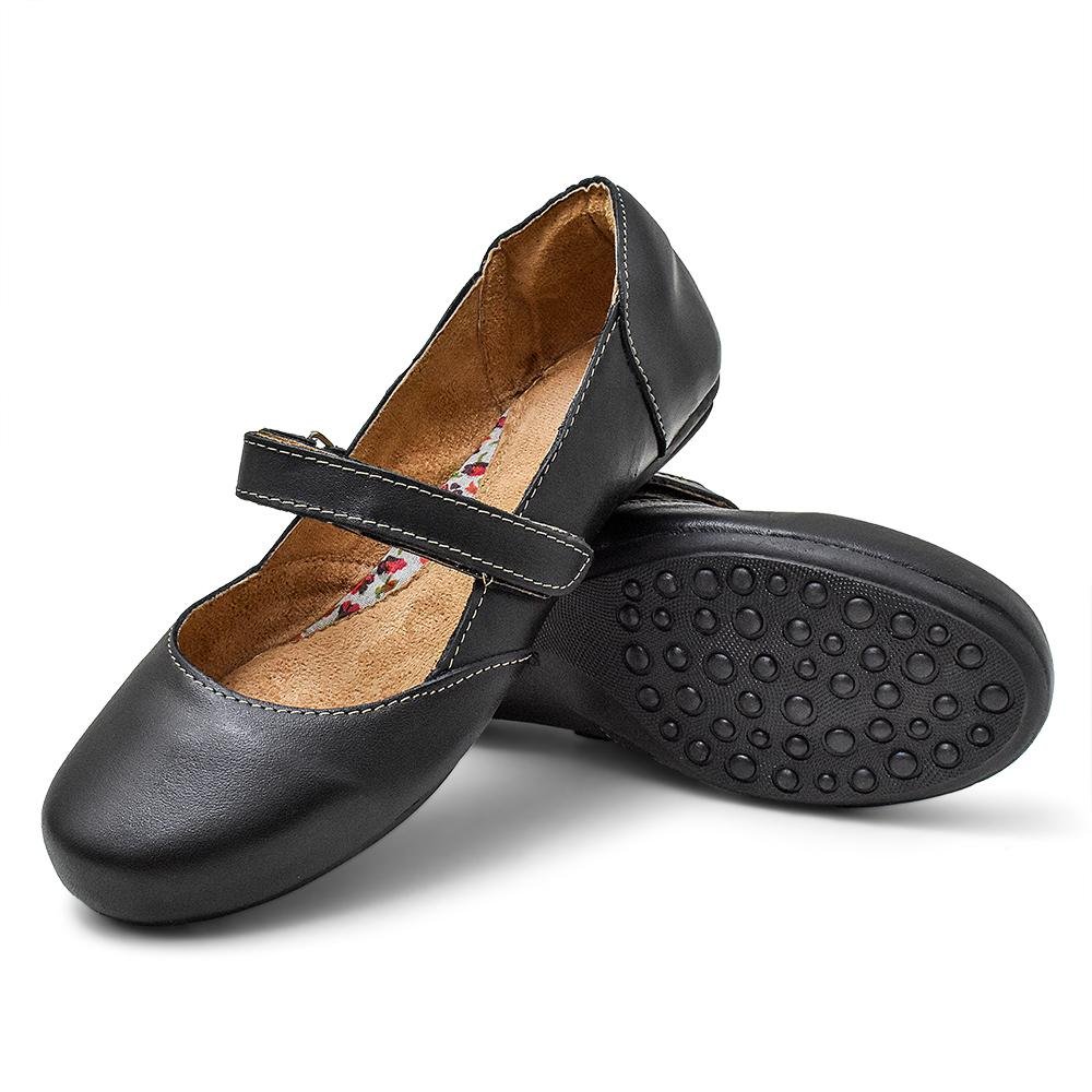 Sapatilha Casual Feminina Couro Leve Preto 4