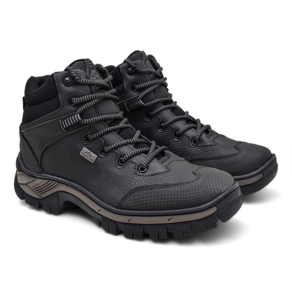 Bota Coturno Adventure Sola Costurada Confortável Preto 2