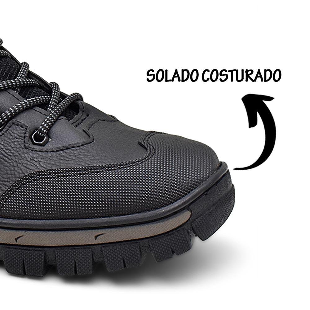 Bota Coturno Adventure Sola Costurada Confortável Preto 3