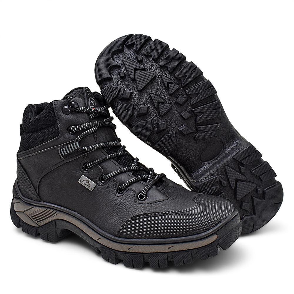 Bota Coturno Adventure Sola Costurada Confortável Preto 5