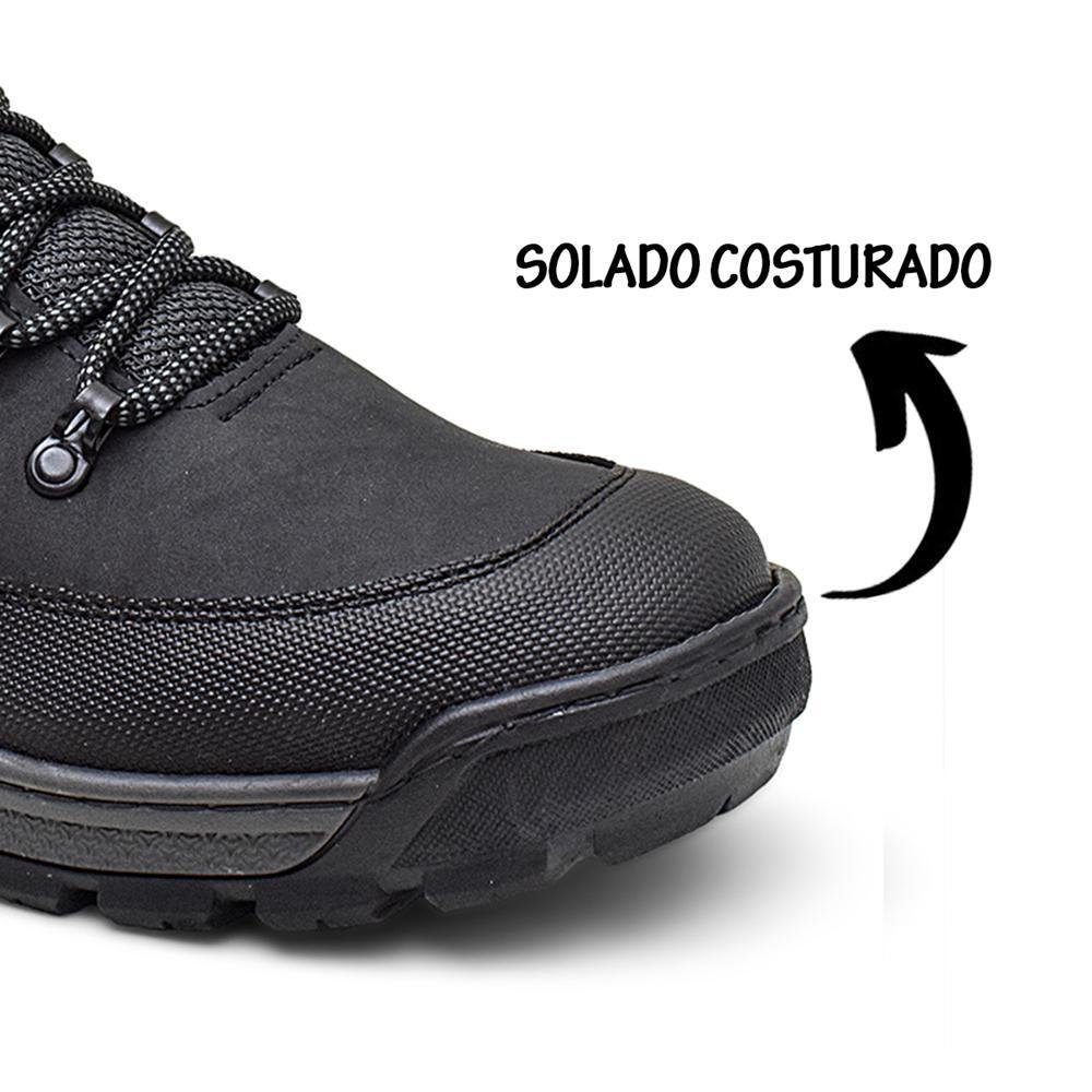 Bota Coturno Masculino Adventure Confortável Dia a Dia Preto 3