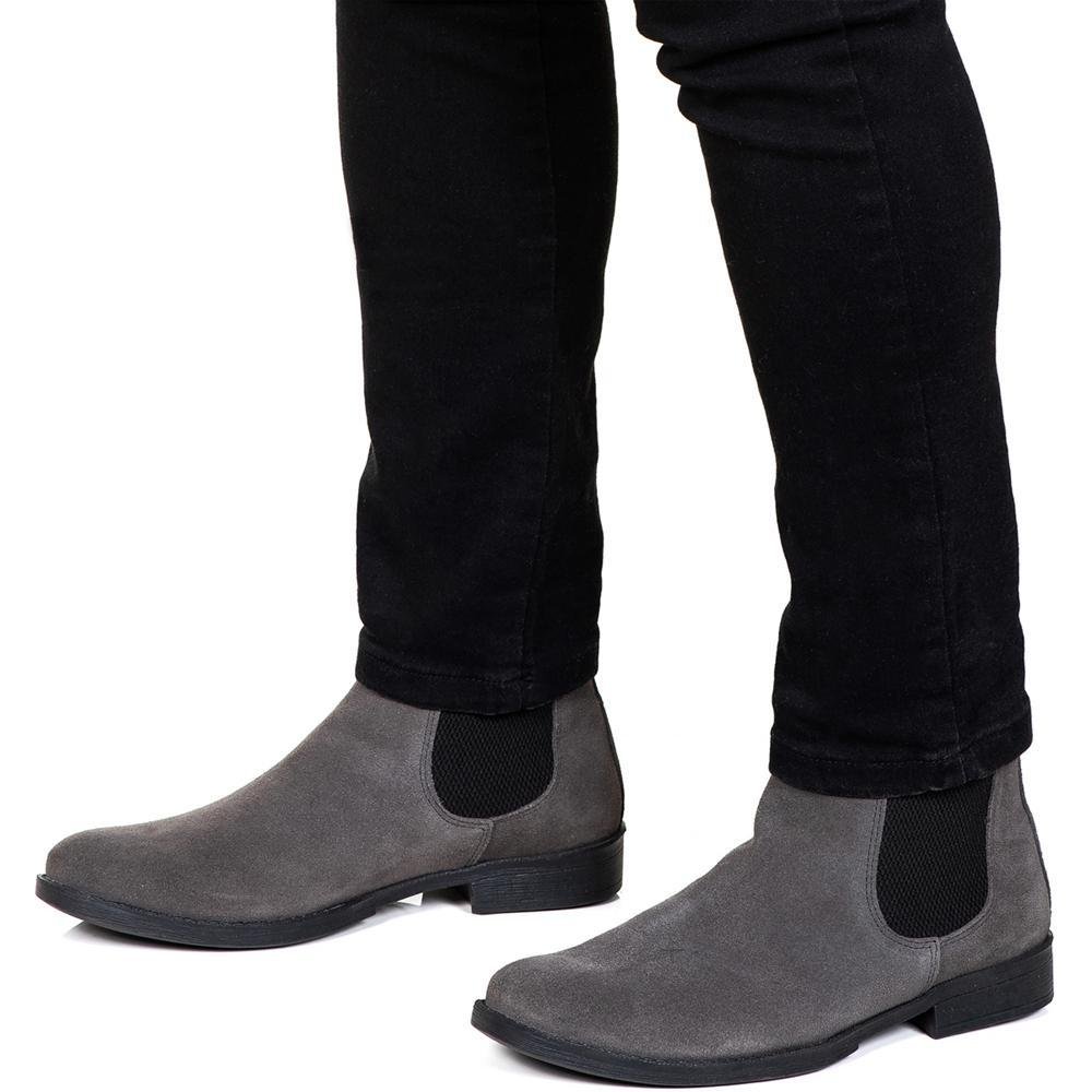 Botina Chelsea Masculina Couro Casual Confortável Cinza 2