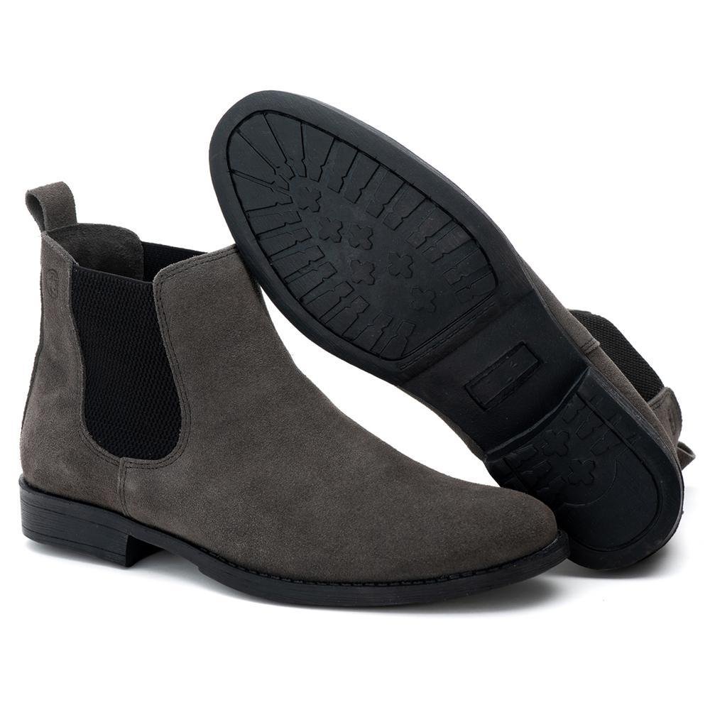 Botina Chelsea Masculina Couro Casual Confortável Cinza 5