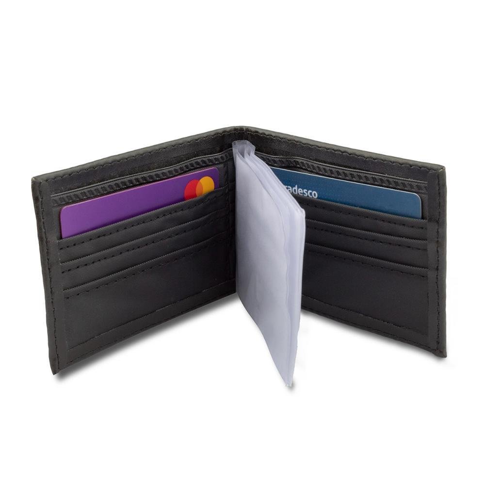 Carteira Masculina Sintética Fina Porta Moedas Preto 2