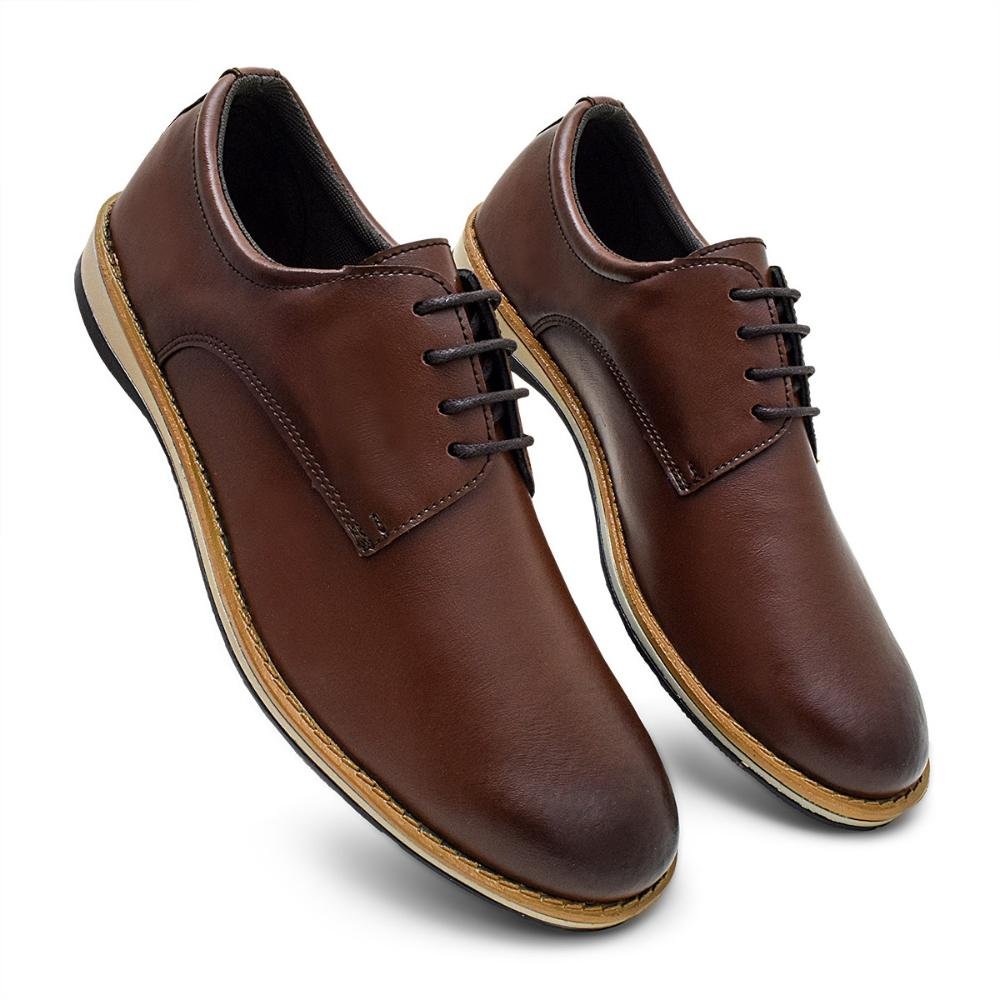 Sapato Oxford Casual Masculino Conforto Marrom 2