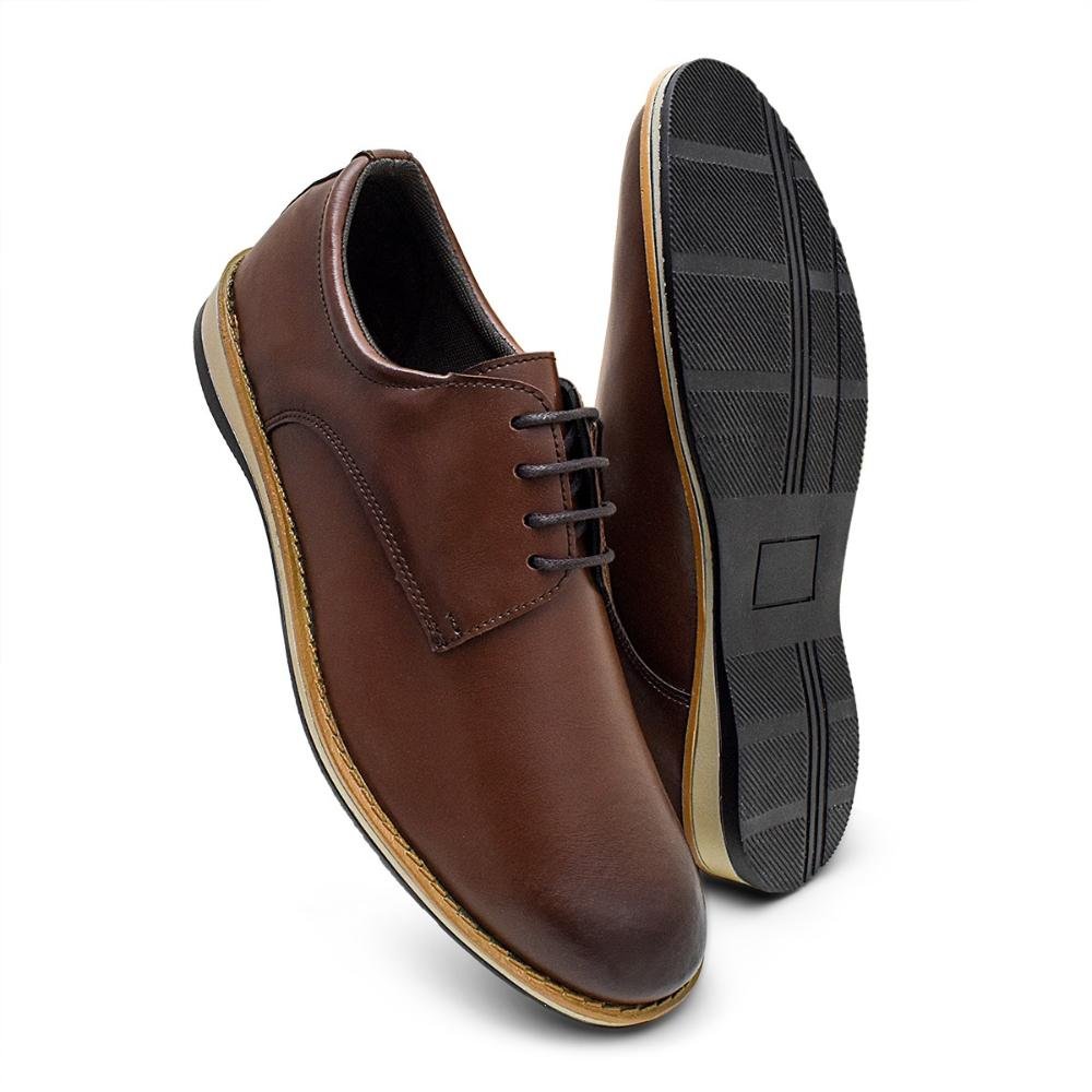 Sapato Oxford Casual Masculino Conforto Marrom 3