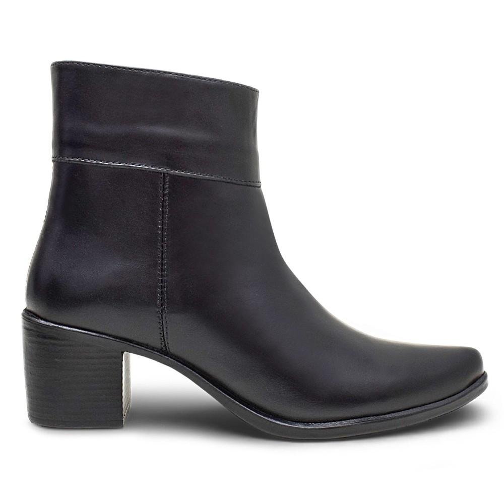 Bota Feminina Couro Cano Curto Salto Grosso Casual