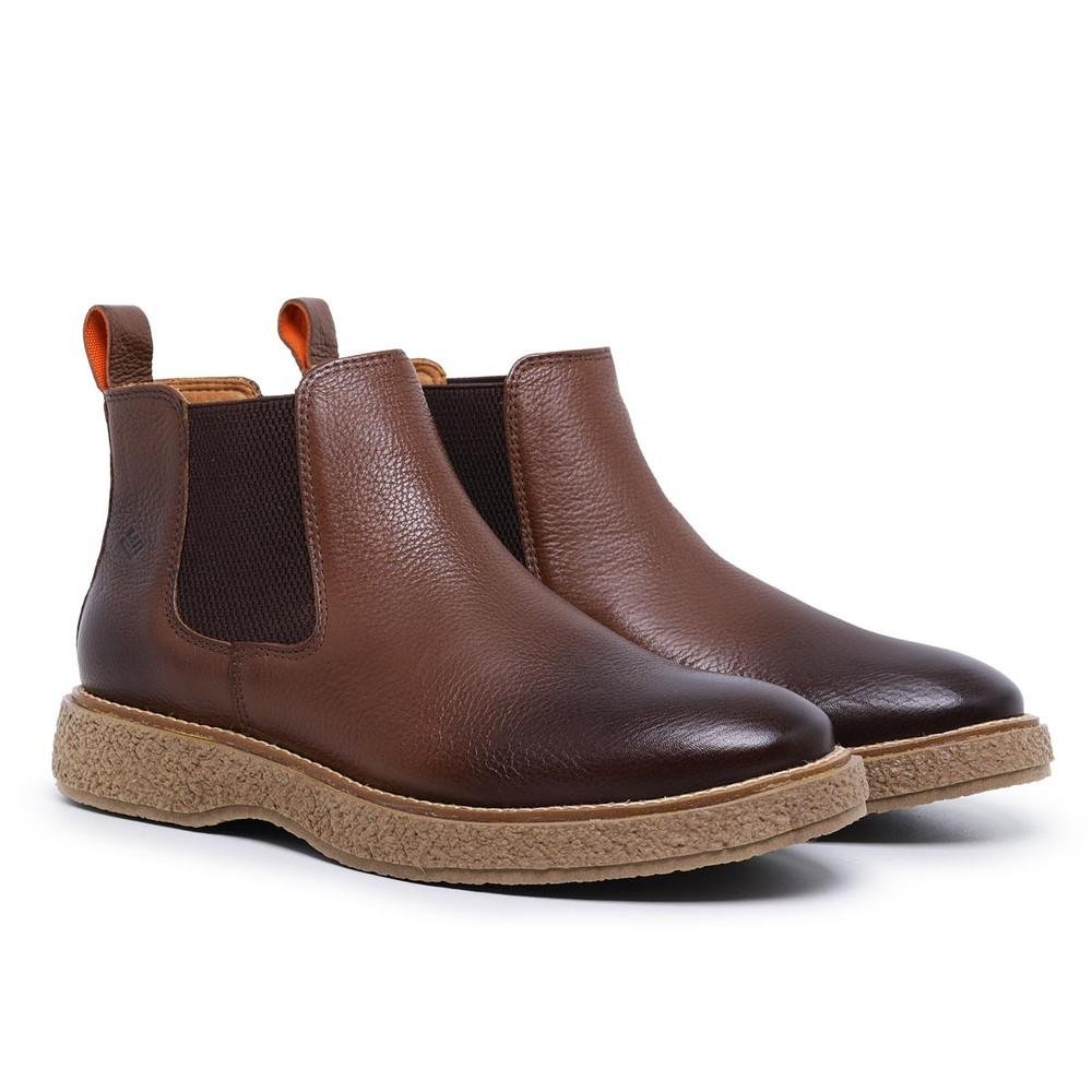 Botina Chelsea Masculina Couro Casual Conforto Marrom 5