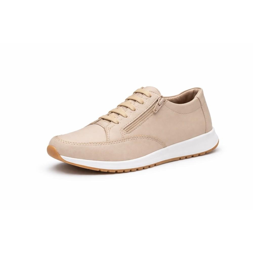 Tênis Feminino Casual Zíper Versátil Bege 2