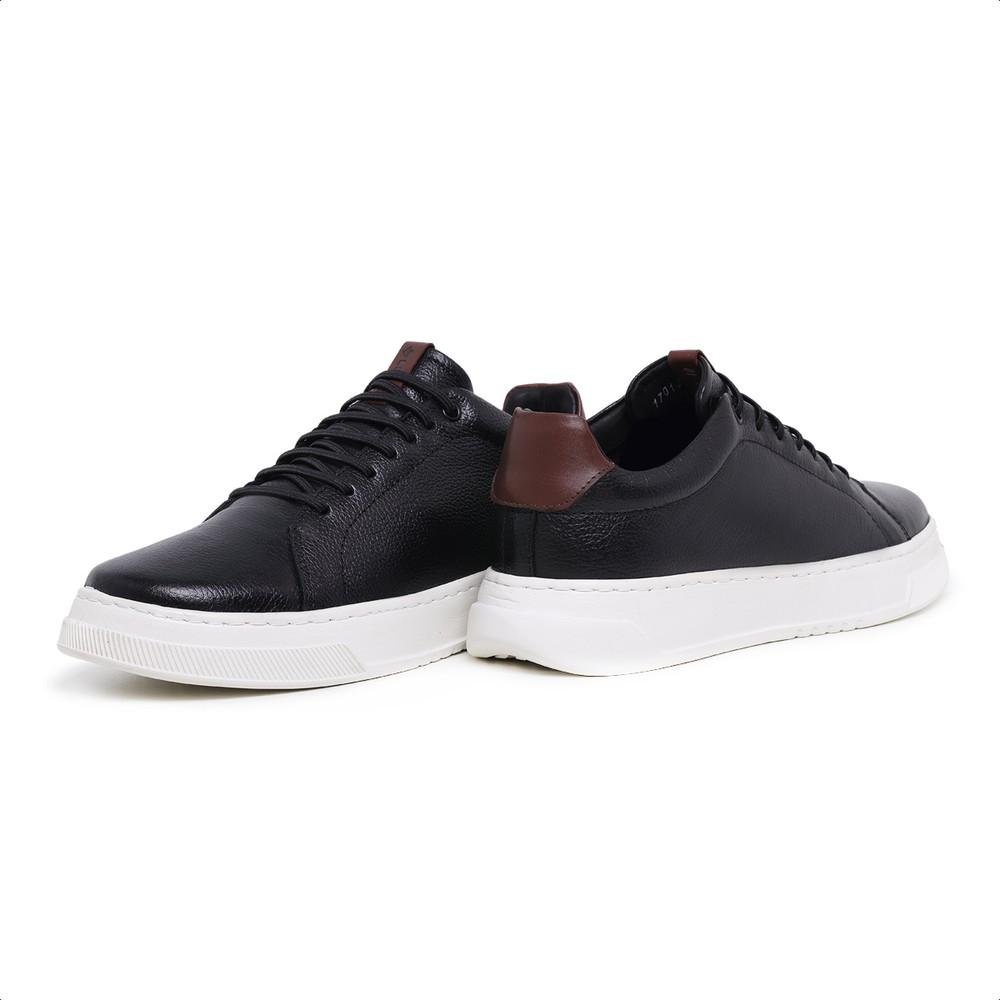Tênis Masculino Casual Couro Floater EVA Leve Conforto Preto 2