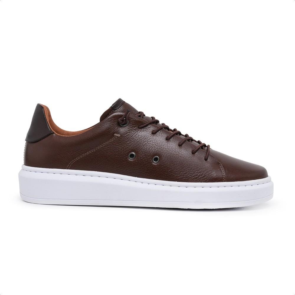 Tênis Masculino Casual Couro Floter Leve Conforto Marrom 2