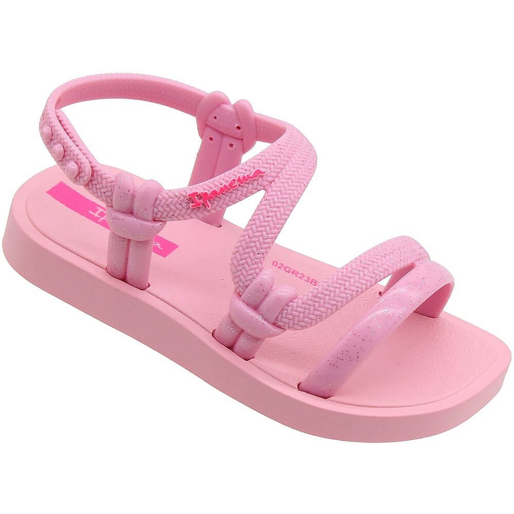 Sandália Baby Ipanema Solar Tiras Glitter Curvas Macia Rasteira Infantil Feminina Rosa 1