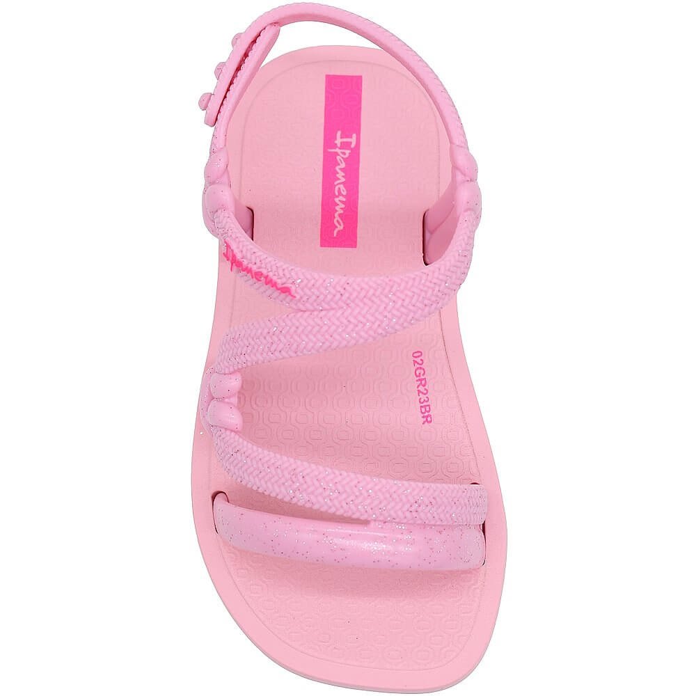 Sandália Baby Ipanema Solar Tiras Glitter Curvas Macia Rasteira Infantil Feminina Rosa 4