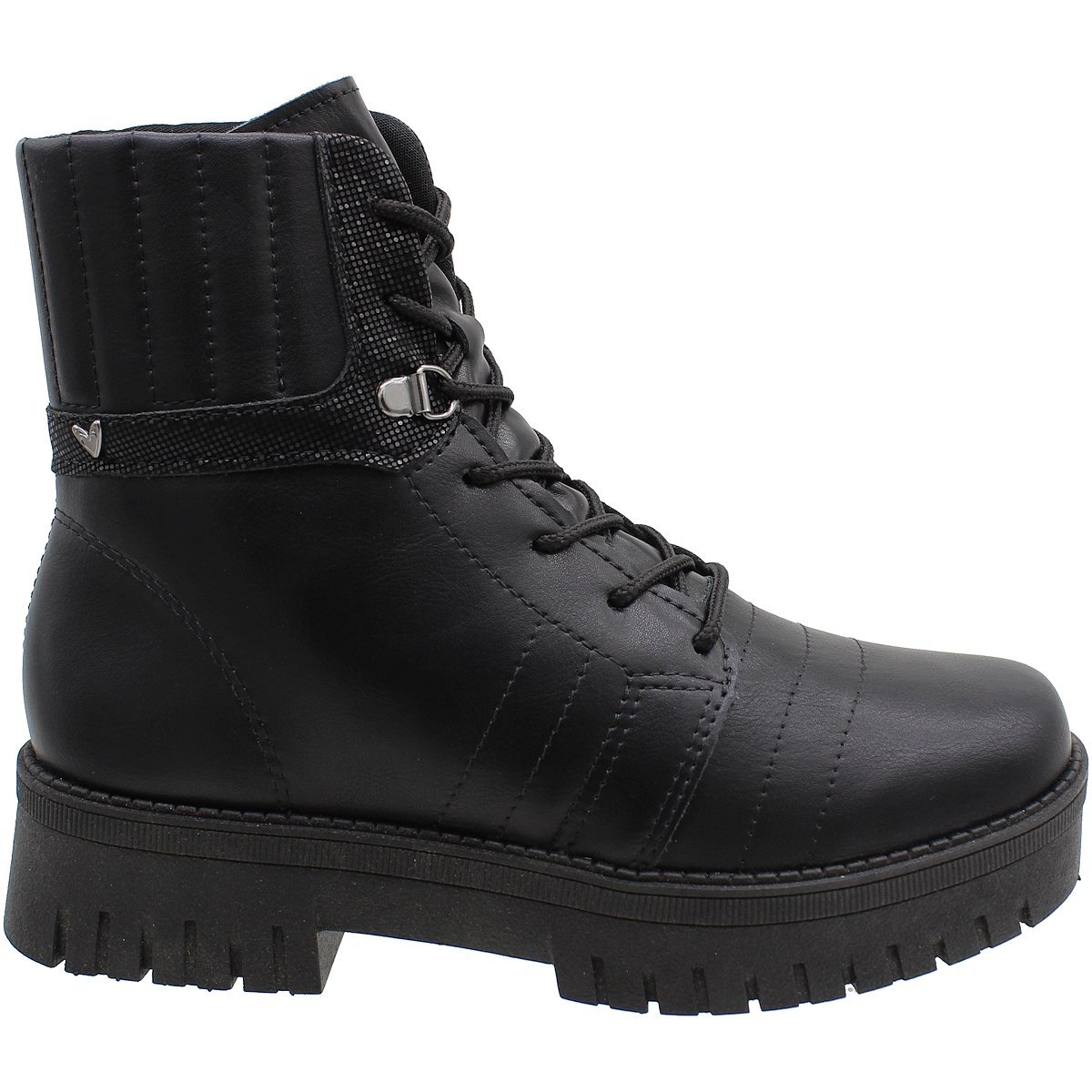 Bota Coturno Mississipi Costura e Textura Cano Médio Feminina Preto 2