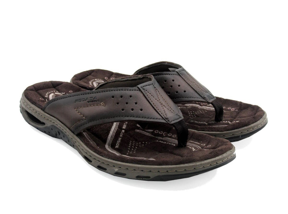 Chinelo Masculino Pegada De Dedo 131663 Couro Marrom 2
